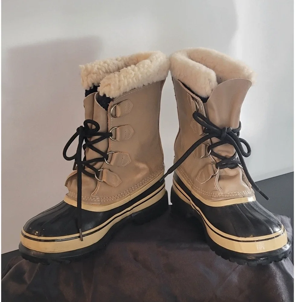 Vintage Sorel Caribou Kaufman Boots Mens 9 Made in Canada Tan Winter Snow Duck